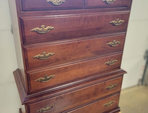 Classic Traditional Cherry Highboy Dresser with Brass Hardware